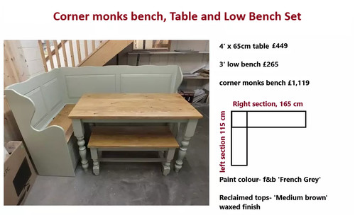 Painted table corner bench - painted, table,