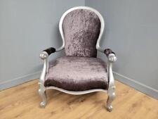 Vintage Regency Style Up-Cycled Country House Bedroom Chair Silver Grey
