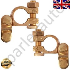 2 x 12V Car Battery Terminals Clamps Connectors Heavy Duty Brass Bolts + / - 