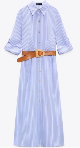 Zara blue striped midi dress - striped,