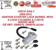 FOR IVECO DAILY 2006-2012 IGNITION SWITCH BARREL & 6 CYLINDER LOCK & 2 KEYS