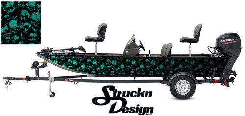 Skulls teal black graphic - skulls,