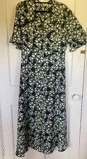 PLUMO STUDIO Dress Navy Floral Crepe  V Neck Size XL