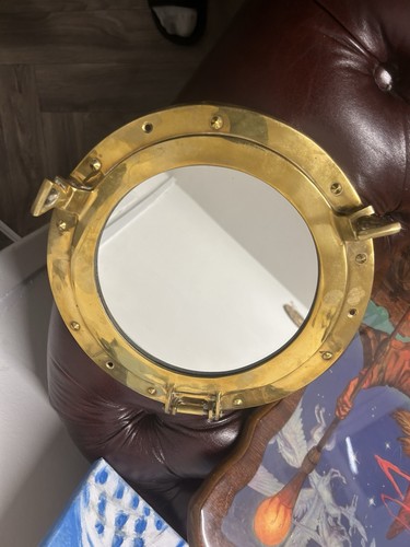 Vintage brass porthole mirror - porthole,
