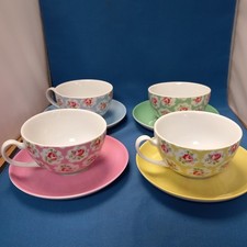 Set 4 Cath Kidston Provence Rose Large Breakfast Cups & Saucers 