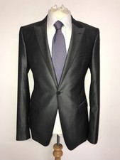 EMPORIO ARMANI SUPREME -SILVER GREY WOOL & SILK SUIT - 40 Reg -W34 L30 -GORGEOUS