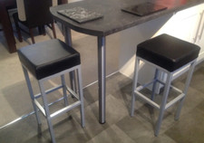 2 x Black Faux Leather Stools