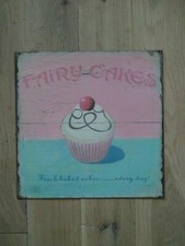 Metal Sign Fairy Cakes Vintage Style Plaque Kitchen Decor