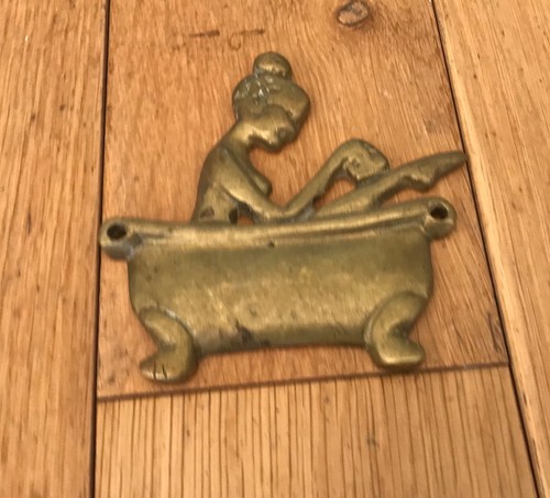 Vintage brass toilet sign - toilet,