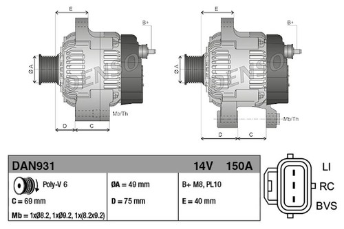Denso alternator dan931 - denso,
