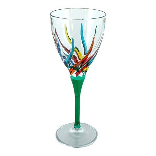 Murano wine glass hand - wine, painted