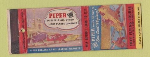 Matchbook cover piper cub - matchbook,