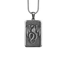 Fire Dragon Sterling Silver Necklace, Mythical Handmade Pendant Gift Jewelry