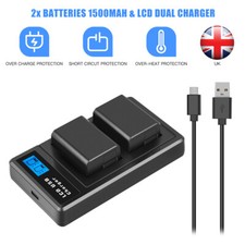 2x 1500mAh 7.4V Battery&LCD Charger For Sony NEX-F3 SLT-A33 A35 A37 A55V NP-FW50