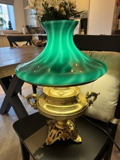 Bradley & Hubbard B&H Antique Converted Oil To Electric Lamp Stunning Green