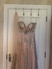 Stunning Sequin Evening Gown Nude/Blush with Silver Embellishment – Size 10