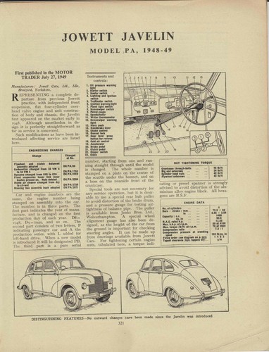 Jowett javelin 1948 model pa - model,