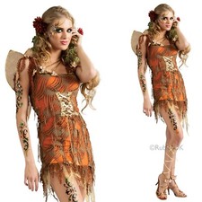 Woodland Fairy Costume Pixie Nymph Dress + Wings Adult Fancy Dress Size  2 4 6