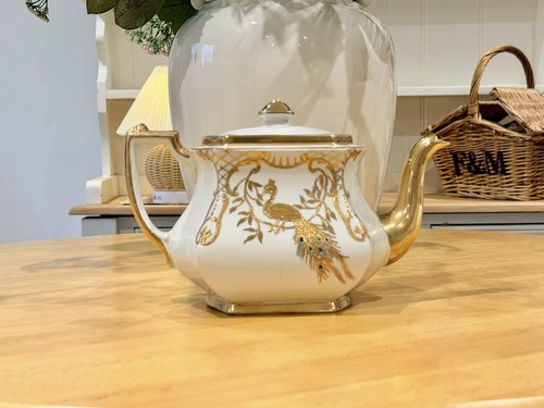 Rare vintage peacock teapot - vintage,