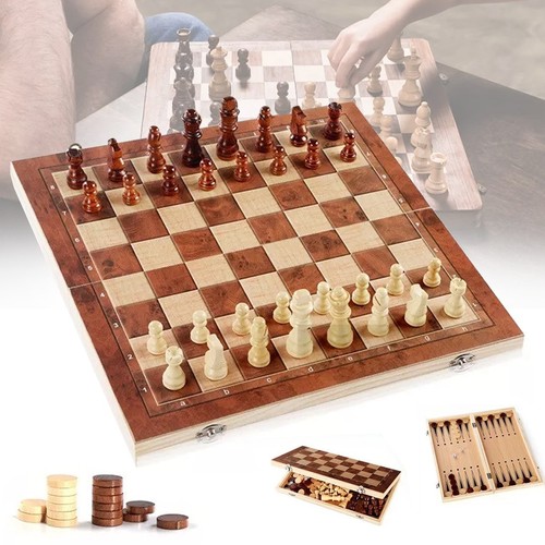 Large chess wooden set - wooden,