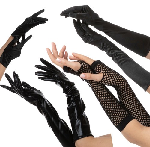 Black long gloves - gloves, fishnet