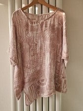 Ladies Italian Made 100% Linen Asymmetrical Top One Size 12-20