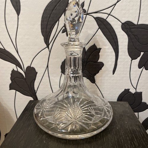 Crystal ships decanter - crystal, 11in