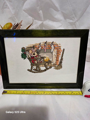 Framed finished cross stitch - finished,