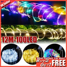 12M Solar Rope Lights Outdoor Tube Fairy String Lights Waterproof Garden Patio