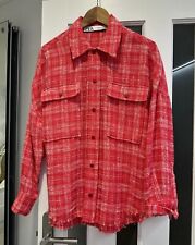 Zara Oversized Shacket Woven Plaid Tweed Style Shirt Jacket Sz Eur XS fit 8/10 
