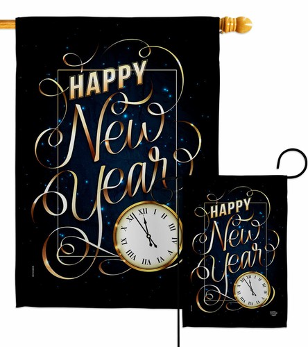 New year clock - year, flag