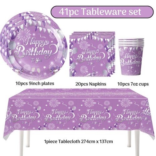 Purple happy birthday printed - happy,