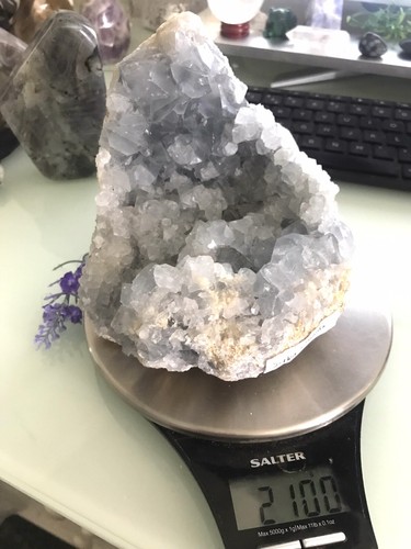 Blue celestite geode quartz - celestite,