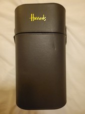 Harrods Wine Bottle Holder Case Brown Leather Finish Authentic