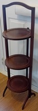 ANTIQUE EDWARDIAN MAHOGANY 3 TIER FOLDING CAKE STAND.35 INCH TALL.USED.