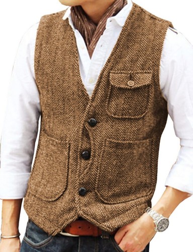 Mens tweed waistcoat - tweed, retro