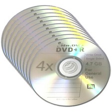 10 x Mr DVD DVD+R Blank Dics 4.7GB 4x Media Computer Recordable DVDs in Sleeve