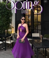 ZARA PLEATED MIDI DRESS WITH