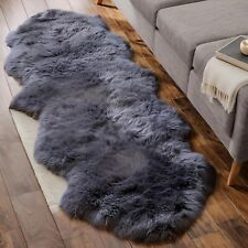 Luxurious Sheepskin Rug Steel Grey Fur Rug Double Pelt Throw Rug 60x182CM SALE