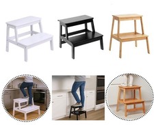 Wooden Bamboo Step Stool Sturdy Non Slip Ladder for Adults & Kids Home Kitchen