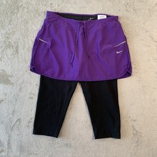 Nike Leggings Small Purple Skirt Dri Fit Black Skapri Skort Skirted Capri Modest