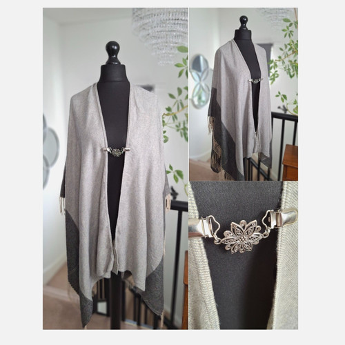 Grey ladies shawl wrap cape - shawl,