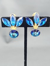 Vintage Goldtone Blue Marquise