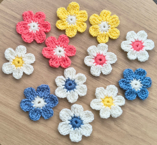 Handmade crochet daisies