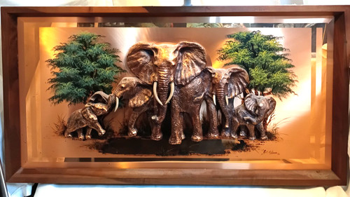 Elephant copper wall - elephant, art