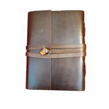 Luxury Leather-Bound Journal – Handmade Unlined Paper Notebook 7x5”