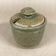 Handmade Green Stoneware Jam Jar
