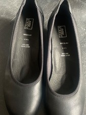 NWOT Black Leather Court wedge Shoes -Size 6.5 (Deichmann easy street)
