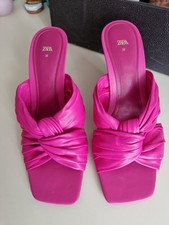 ZARA  KNOT FUSCHIA PINK  LEATHER MULES