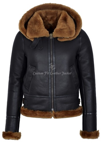 Ladies sheepskin jacket brown - sheepskin,